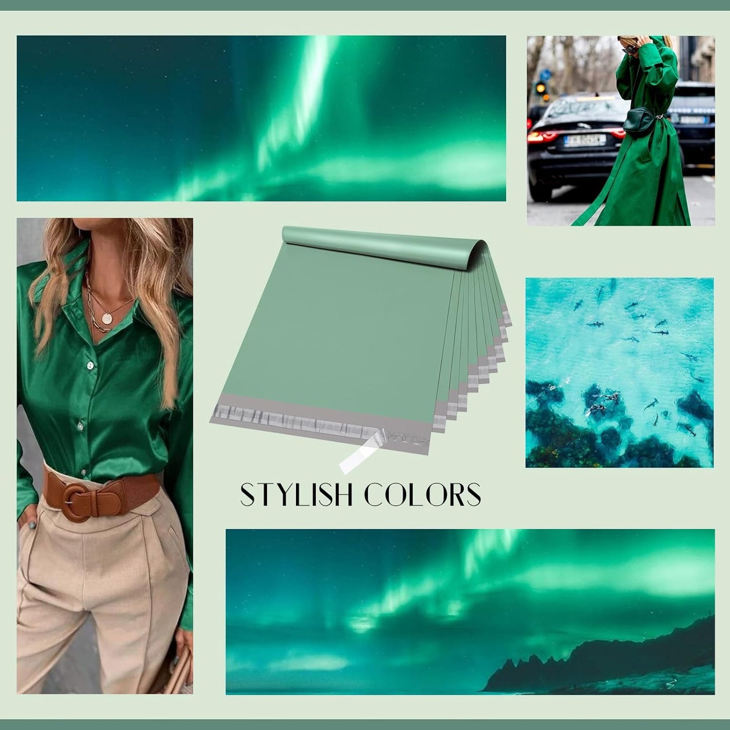 Metronic Large Poly Mailers 24x24 100 PCS, Strong Adhensive Shipping Bags for Clothing, Waterproof Shipping Envelopes for Small Business, Tear-resistant Mailers Poly Bags in Grayed Jade Green