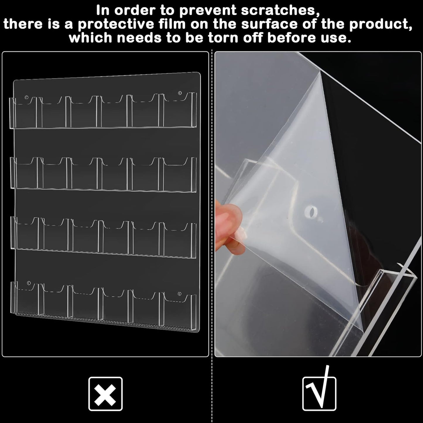 Weysat Acrylic Brochure Pamphlet Holder Brochure Display Stand Business Tri Fold Multi Slot Holder Rack Wall Mount Clear Pocket Space Saver for Flyer Literature Menu Advertise(2 Pieces)