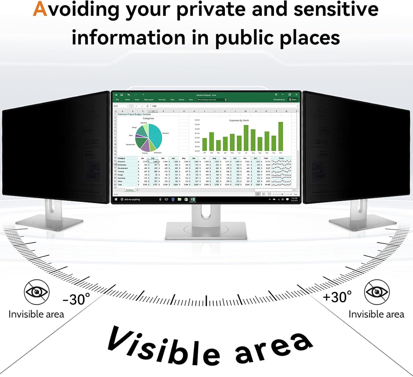 Mamol 21.5 Inch Computer Privacy Screen - Removable Anti Blue Light Glare Filter, Anti-Scratch Protective Film