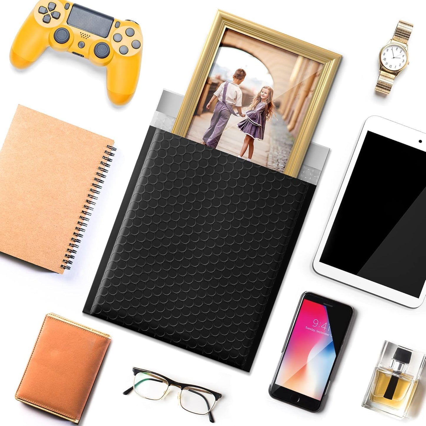 Metronic 6000 Pack Bubble Mailer 8.5x12 Inch Black,Usable Size 8.5x11" Waterproof Padded Envelopes,Self-Seal Modern Bubble Mailers Cushioning for Shipping,Jewelry Makeup Supplies, Packaging Bulk