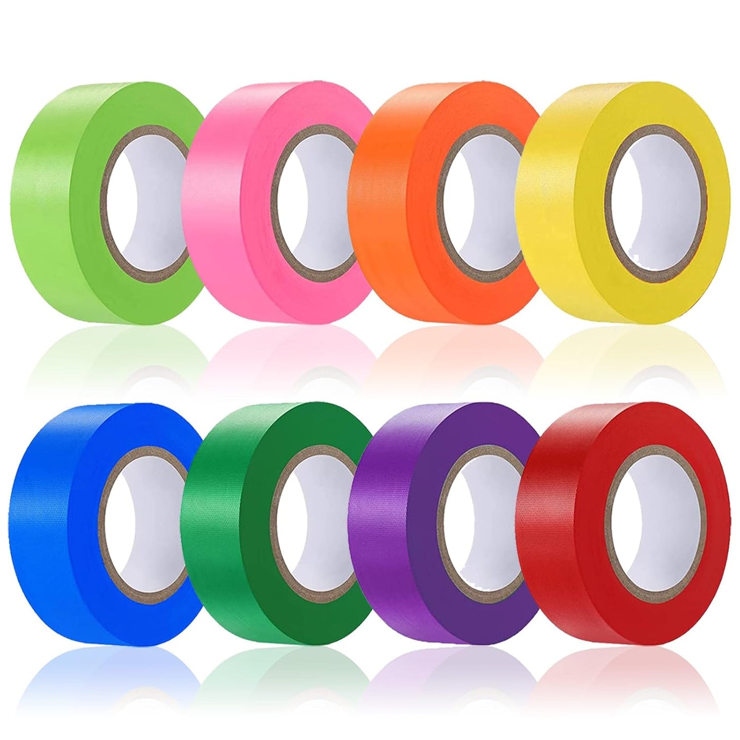 8 Pack Flagging Tape Assorted Colors, Non-Adhesive Plastic Ribbon Neon Marking Roll, 1"*800ft, Marking Tape for Tree Marking, Hunting, Boundaries and Hazardous Areas,Trail Marking, Home and Workplace
