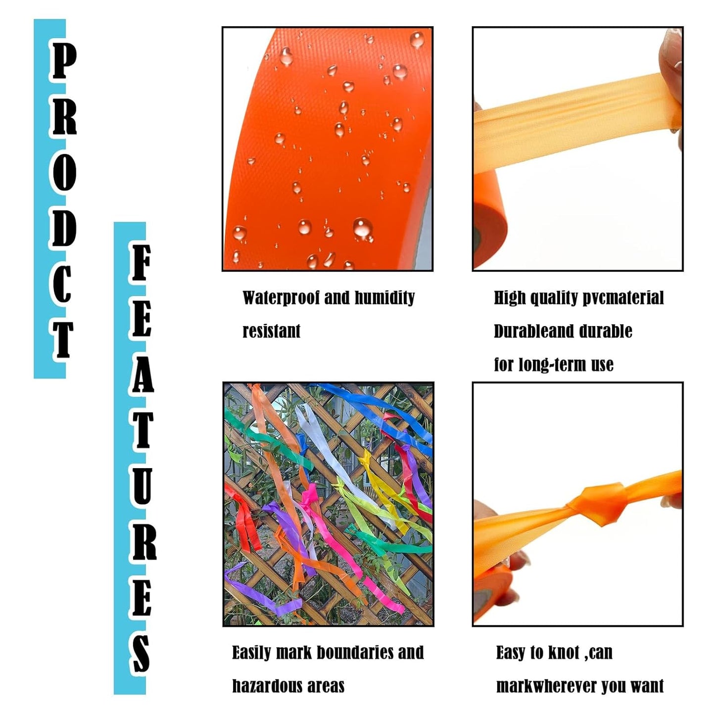 10 Pack Blue Flagging Tape, Non-Adhesive Plastic Ribbon Neon Marking Roll, 1inch*2000ft, Marking Tape for Tree Marking, Hunting, Boundaries and Hazardous Areas,Trail Marking