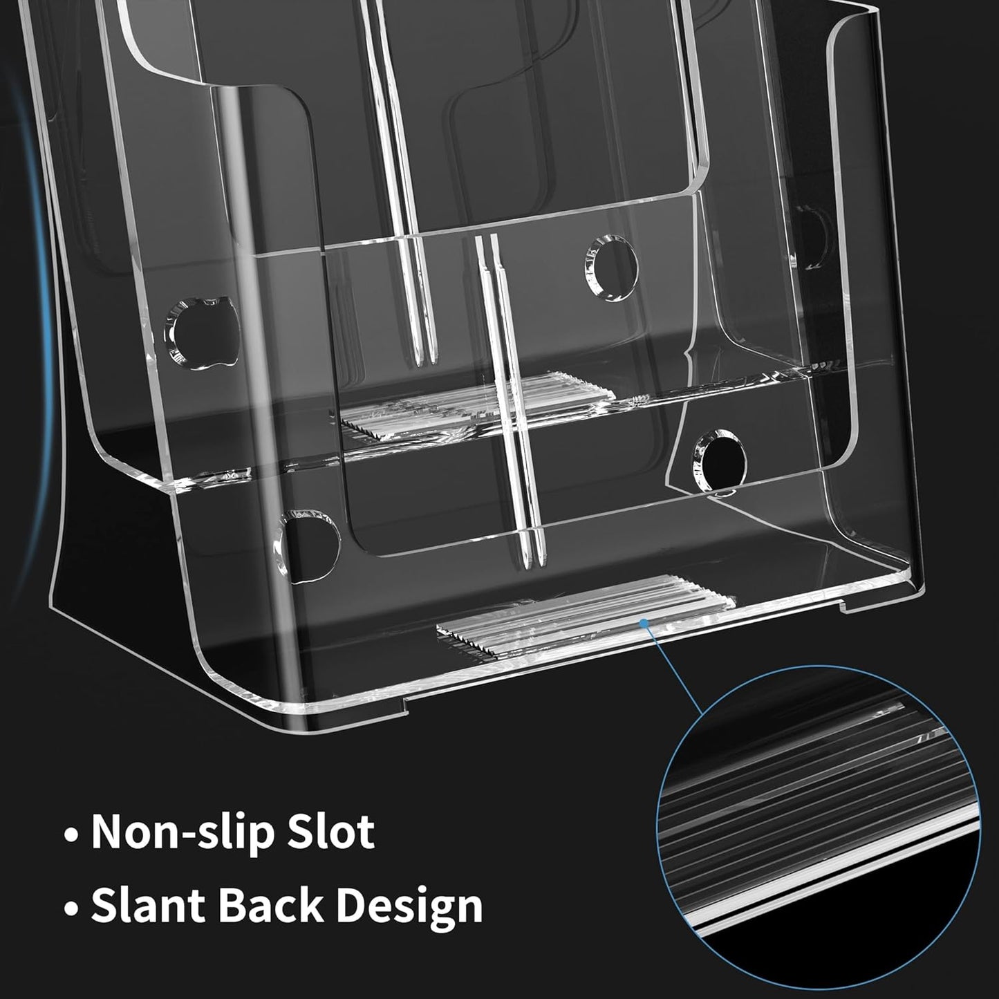 zavekia 2 Pack 2 Tier Acrylic Brochure Holder 8.5 x 11 inch, Clear Literature Organizer Magazine Stand with Removable Divider for 4 x 9 inch Brochures,Magazine Holder,Flyer Holder