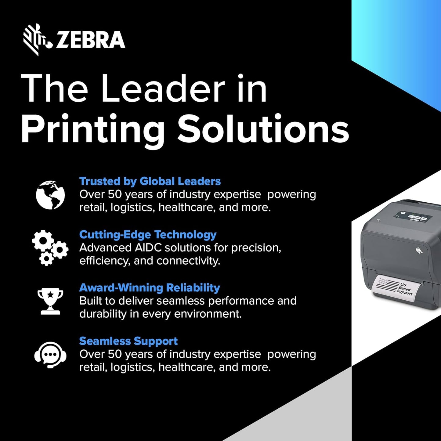 Zebra ZD421 Thermal Transfer Desktop Printer 203 dpi Print Width 4-inch USB Ethernet ZD4A042-301E00EZ | Includes Jetset Software