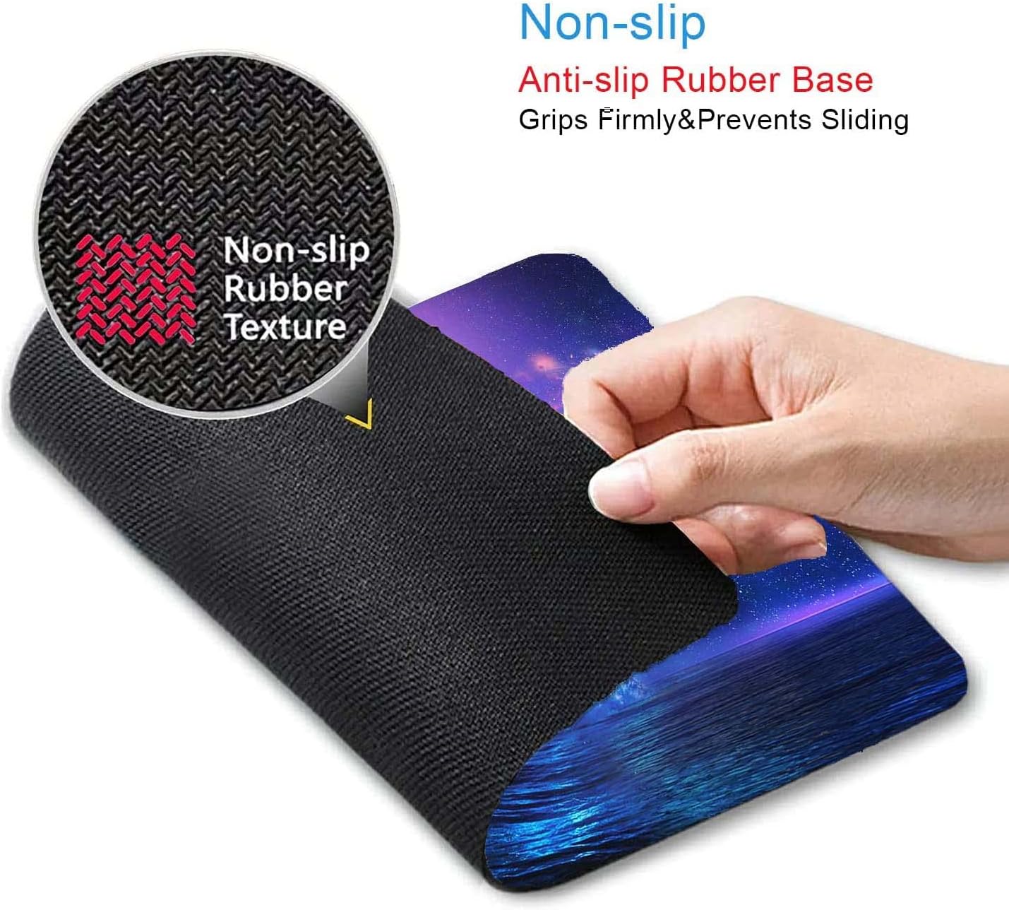 Night Ocean Mouse Pad, Beautiful Dolphins Full Moon Mouse Mat, Waterproof Non Slip Rubber Base, 9.5"x7.9"x0.12" Inch