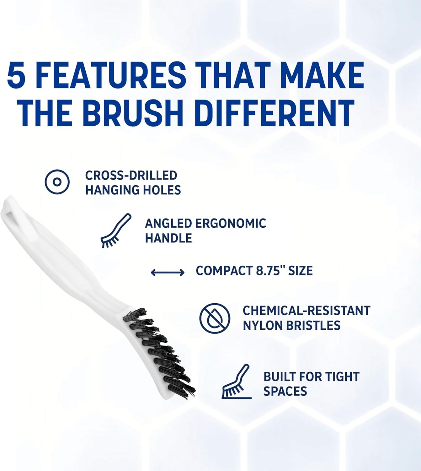 SPARTA Flo-Pac Grout Brush Crevice Brush, Detail Brush, Nylon, 8 Inches, White