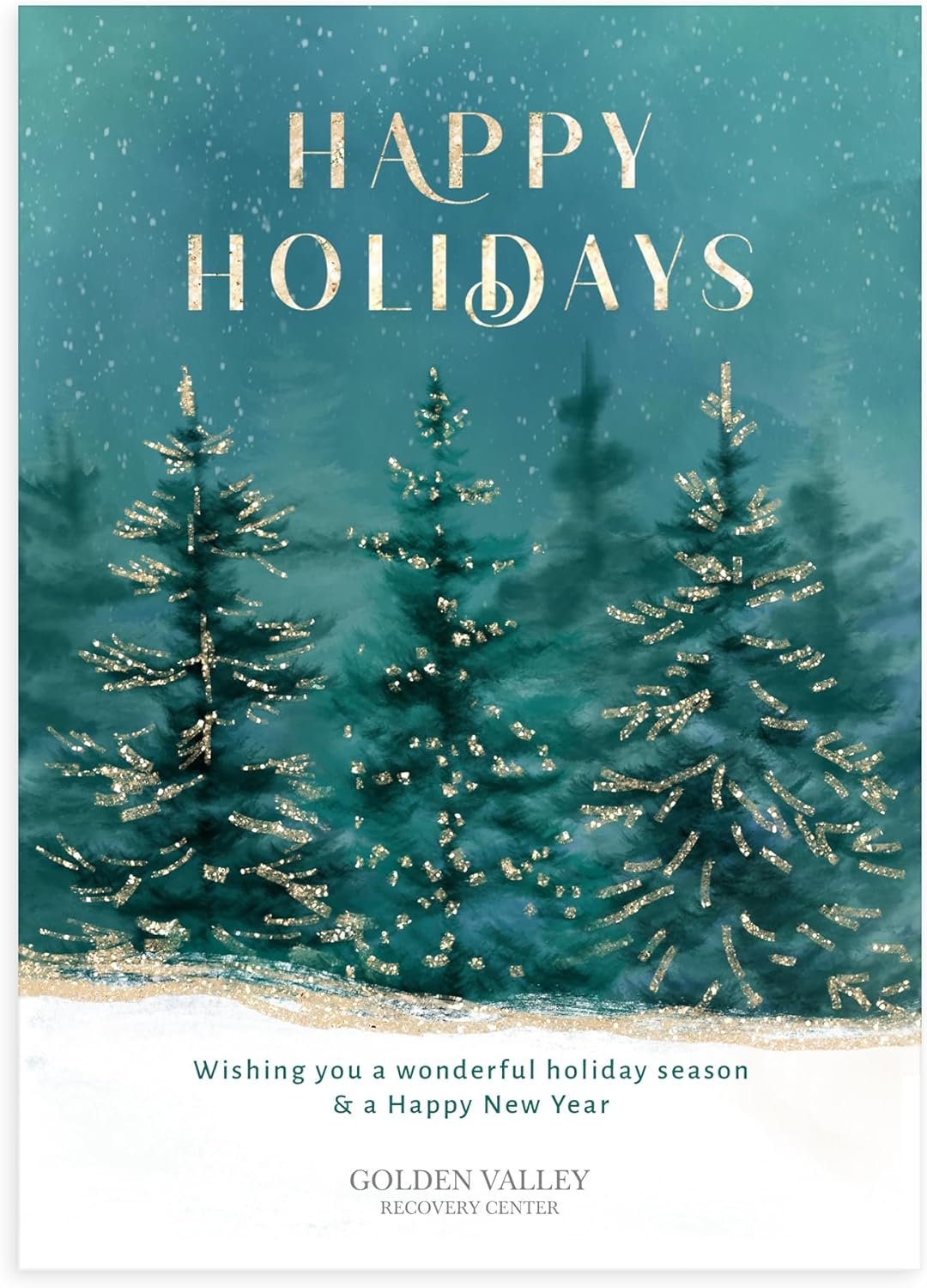 Let's Make Memories Personalized Business Christmas Cards with Envelopes - Premium Quality - 5x7-2025 Holiday Cards & White Envelopes - Gilded Trees - 25 ct