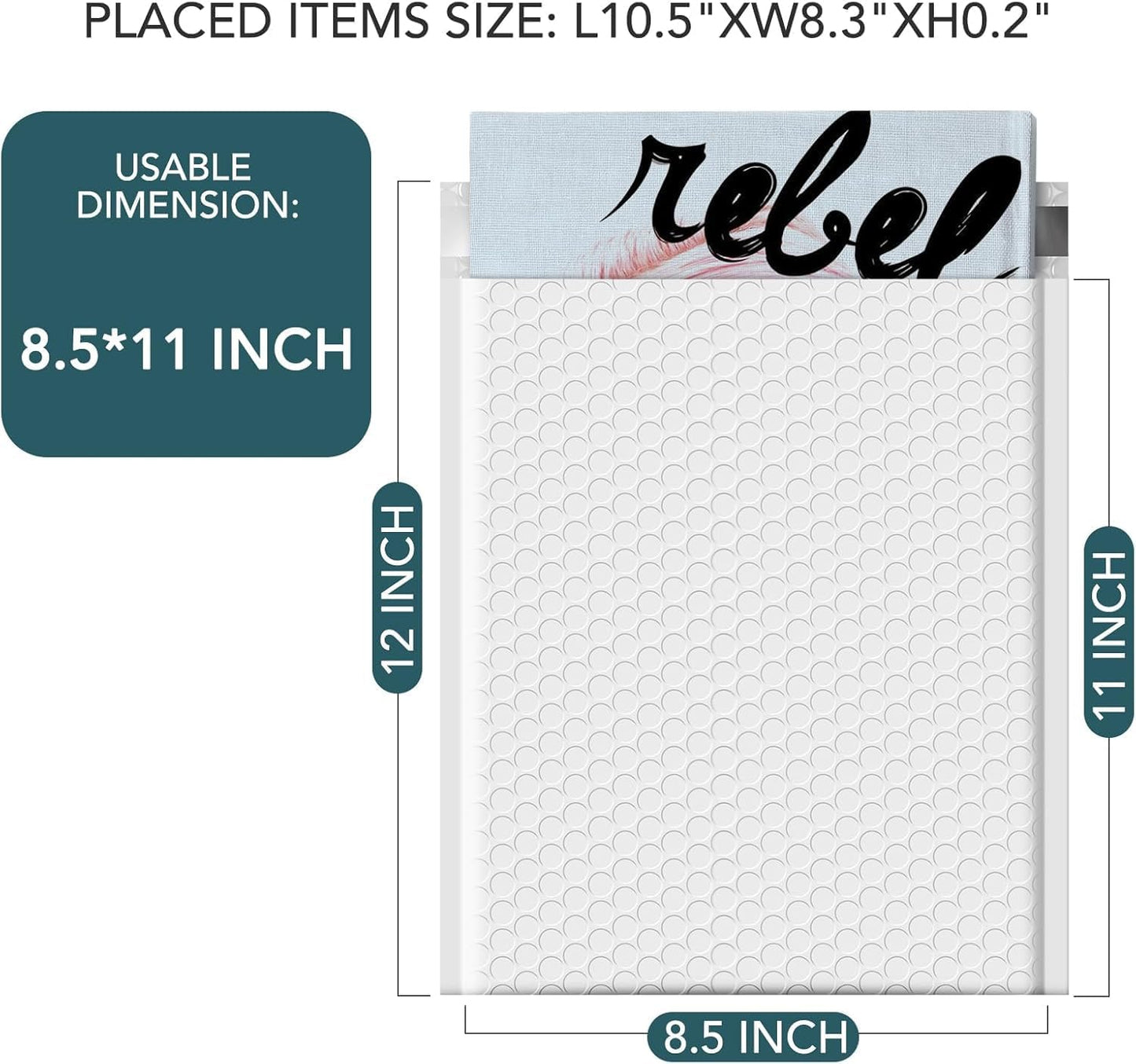 Metronic 6000 Pack Bubble Mailer 8.5x12 Inch White,Usable Size 8.5x11" Waterproof Padded Envelopes,Self-Seal Modern Bubble Mailers Cushioning for Shipping,Jewelry Makeup Supplies, Packaging Bulk