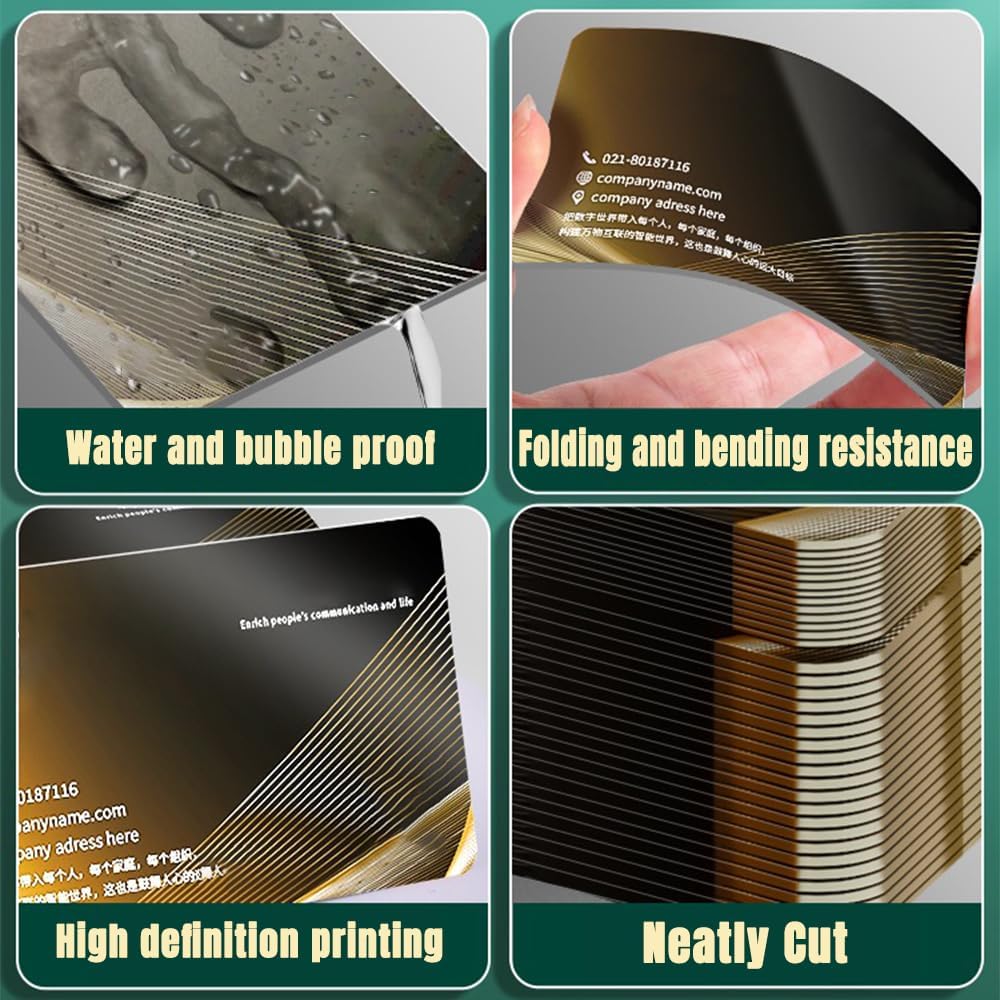 Custom Business Cards PVC Waterproof Add Photo/Text/Logo Print Your Own Business Cards Personalized Double-sided Printed Glossy Matte Frosted 0.76mm Thickness -1000pcs