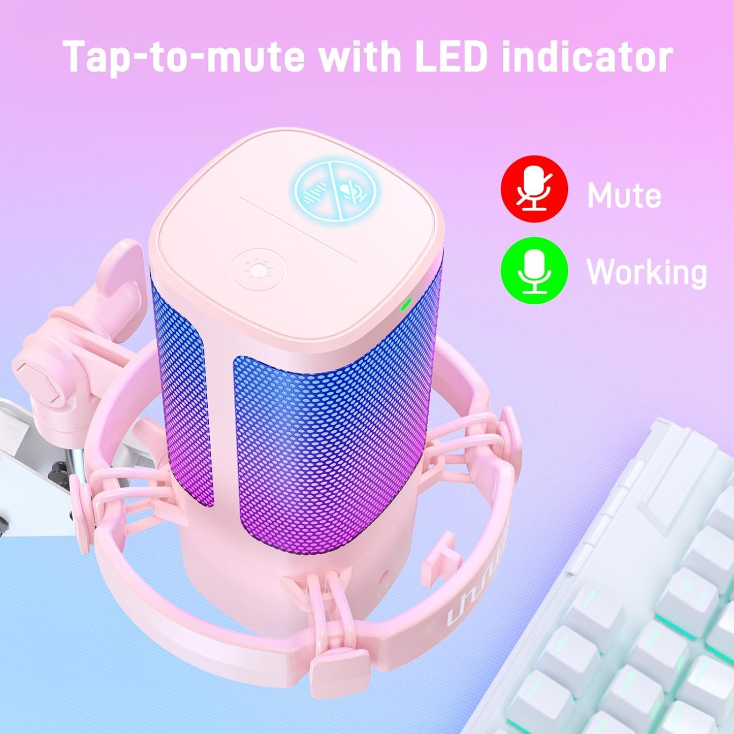 UHURU Gaming USB Microphone for PC: Streaming Computer Mic with Noise Cancellation - Condenser Mic with Controllable RGB for Gaming Streaming