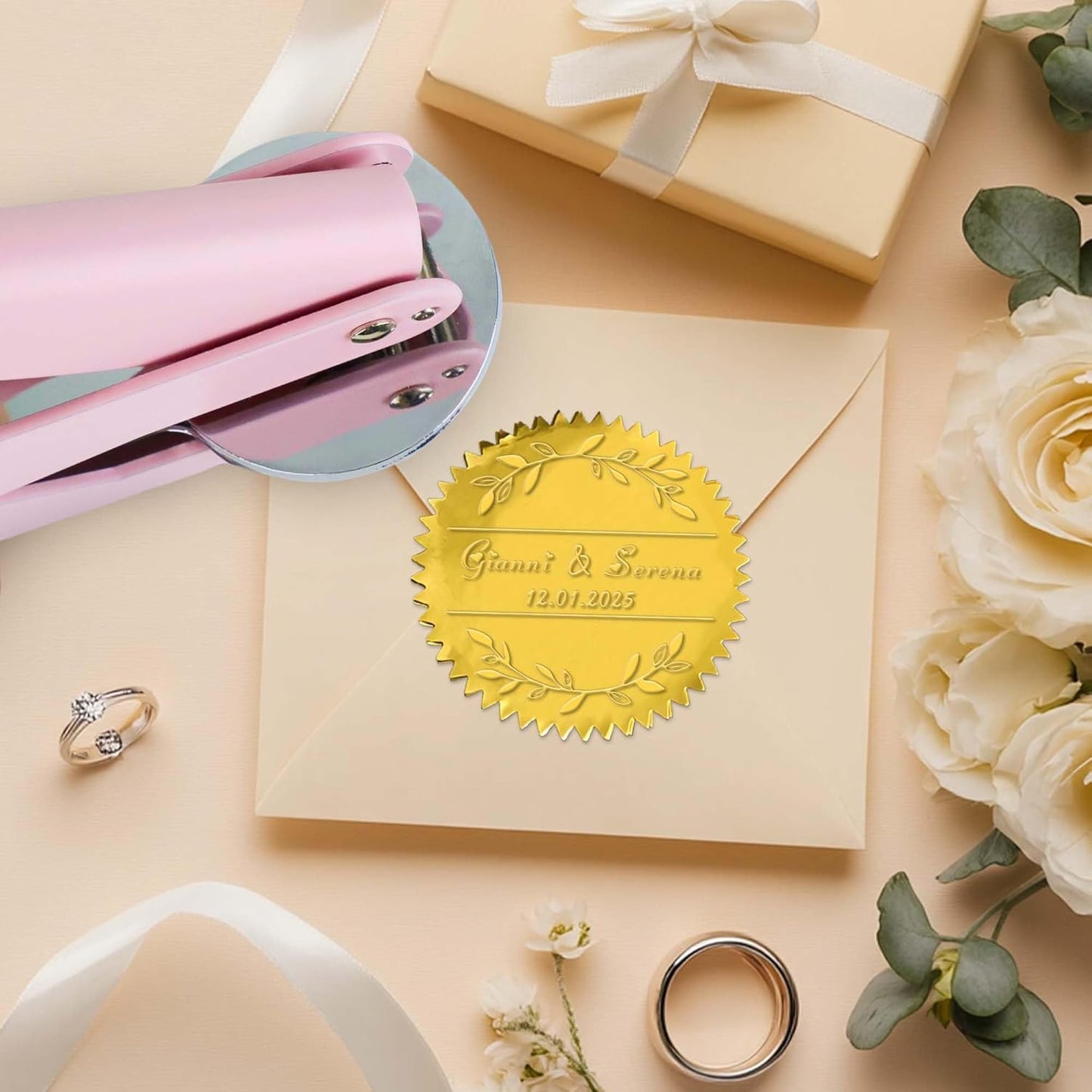 Personalized Wedding Embosser Stamp， Custom Book Business Card Paper Document Notebook, Self Inking Stamp，Book Lover Gifts，Christmas Gifts (Style10)