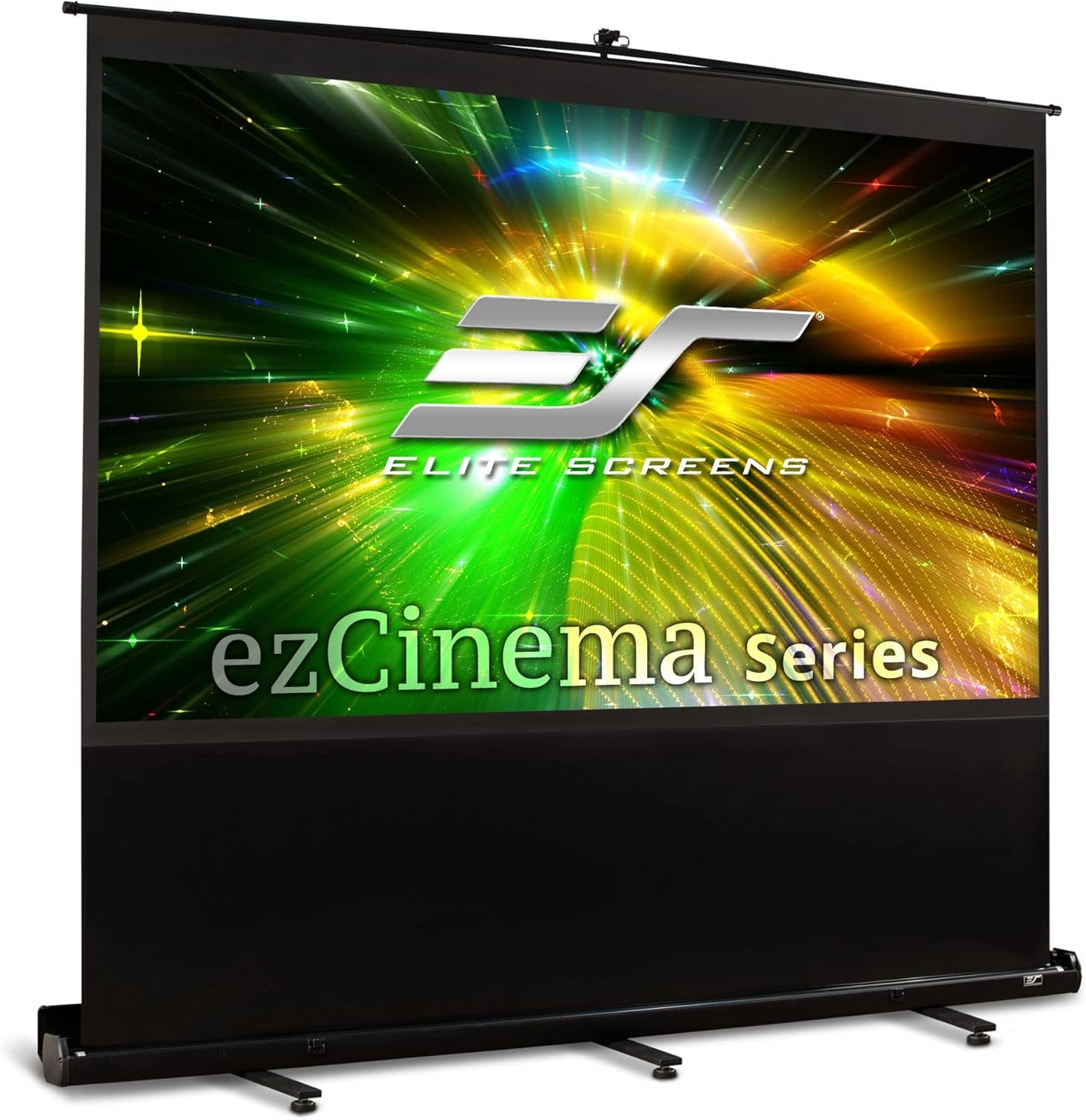 Elite Screens ezCinema Series, Floor Pull Up Manual Projector Screen, 135-inch 16:9, Portable Telescoping Support Bar Black Backing Home Theater Office Classroom Projection Screen, F135NWH, Black