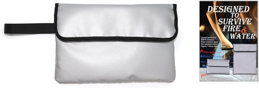 GETGEAR Fireproof Document Bag, Fire and Water resistant Safe Protects legal documents, contract, Birth Certificates, Cash and other Valuables, handle for easy carrying (Small)