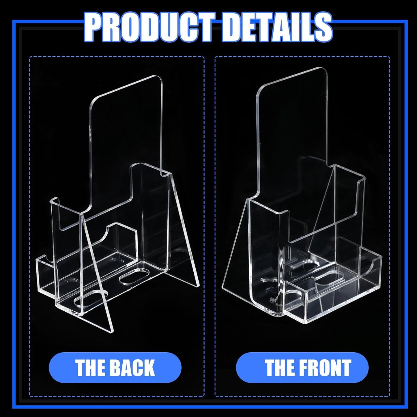 Wenqik Acrylic Brochure Holder with Business Card 4.1 Inch Rack Card Holder Pamphlet Display Stand Organizer for Menu Flyer Magazine Office Booklets(14 Pcs)