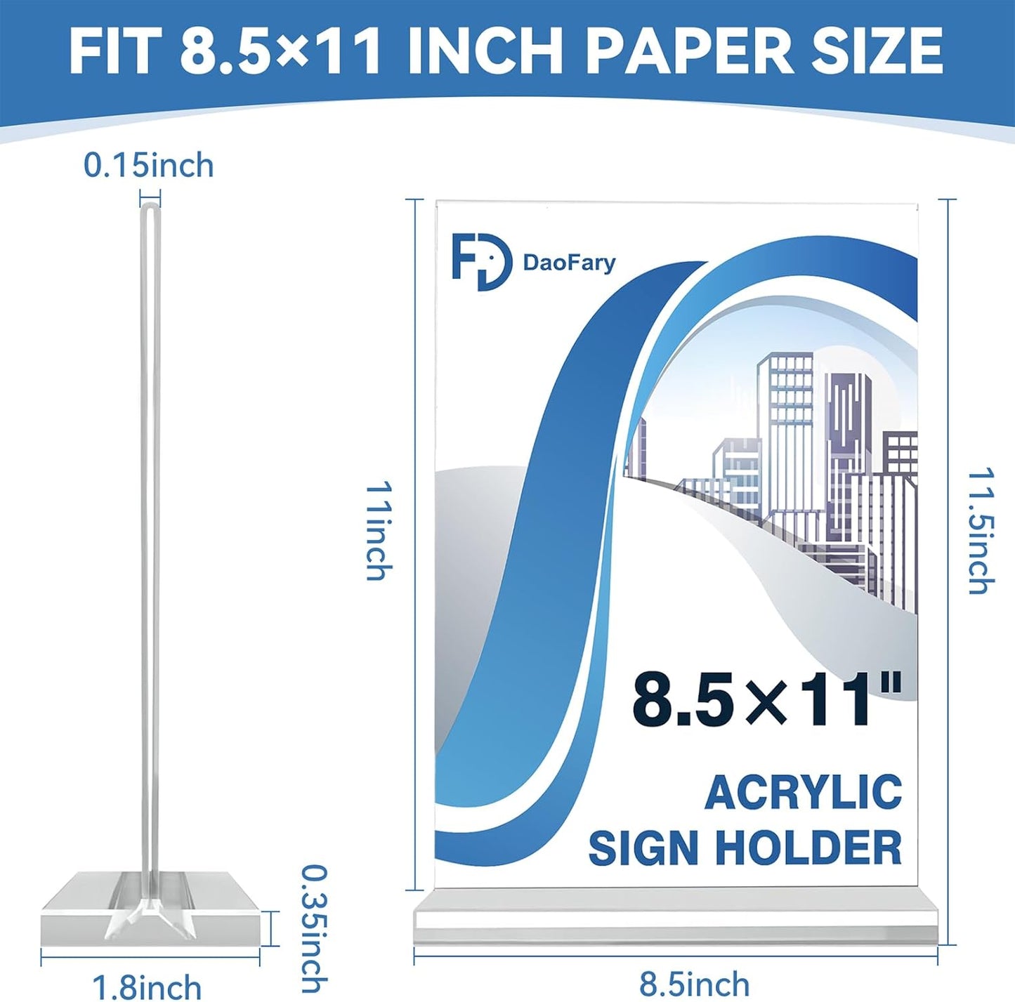 Daofary Acrylic Sign Holder 8.5 x 11 Inches 10 Pack, Double-Sided Stand up Table Top Paper Holder, Store Sign Holders, Plastic Sign Display for Restaurants, Hotels, Office