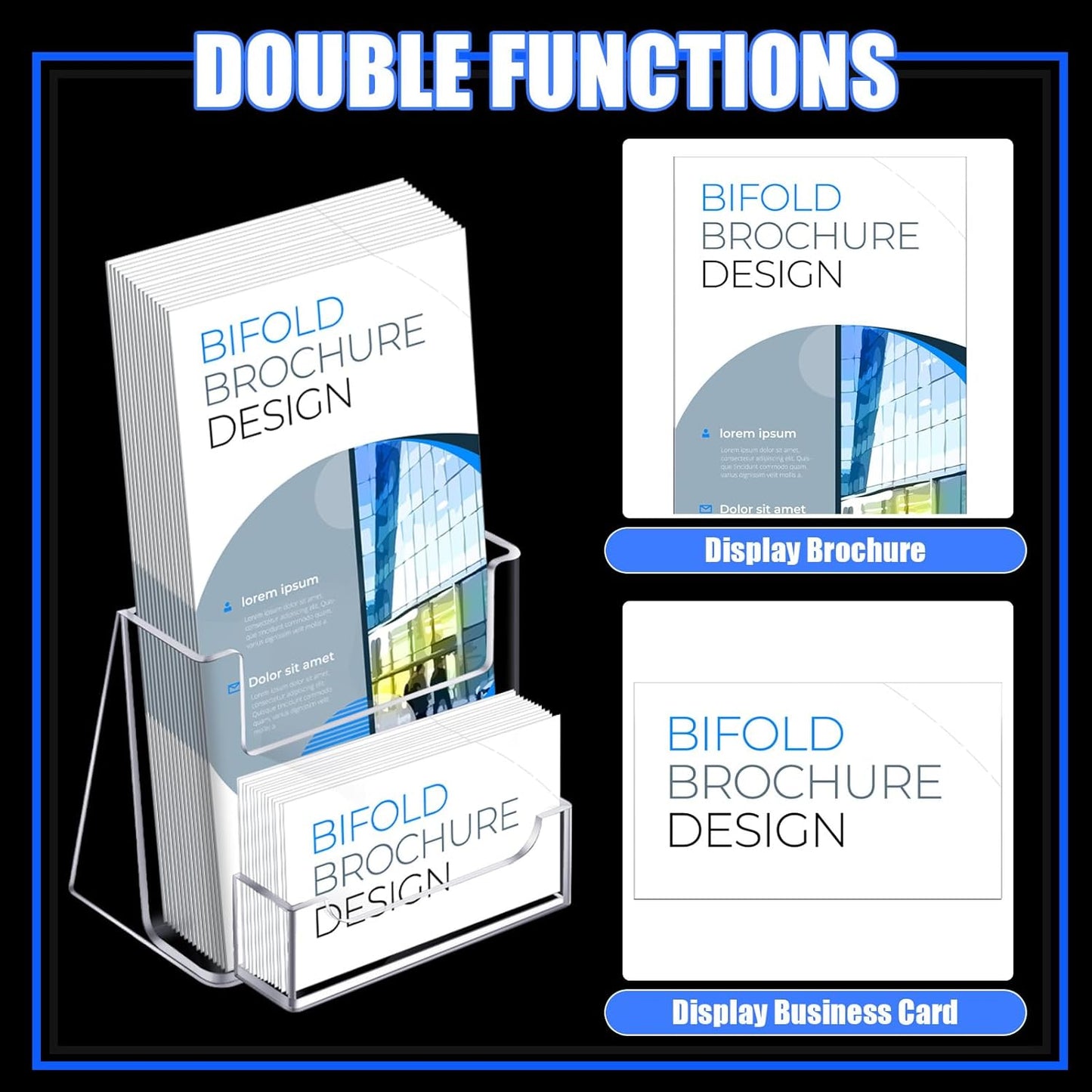 Wenqik Acrylic Brochure Holder with Business Card 4.1 Inch Rack Card Holder Pamphlet Display Stand Organizer for Menu Flyer Magazine Office Booklets(14 Pcs)