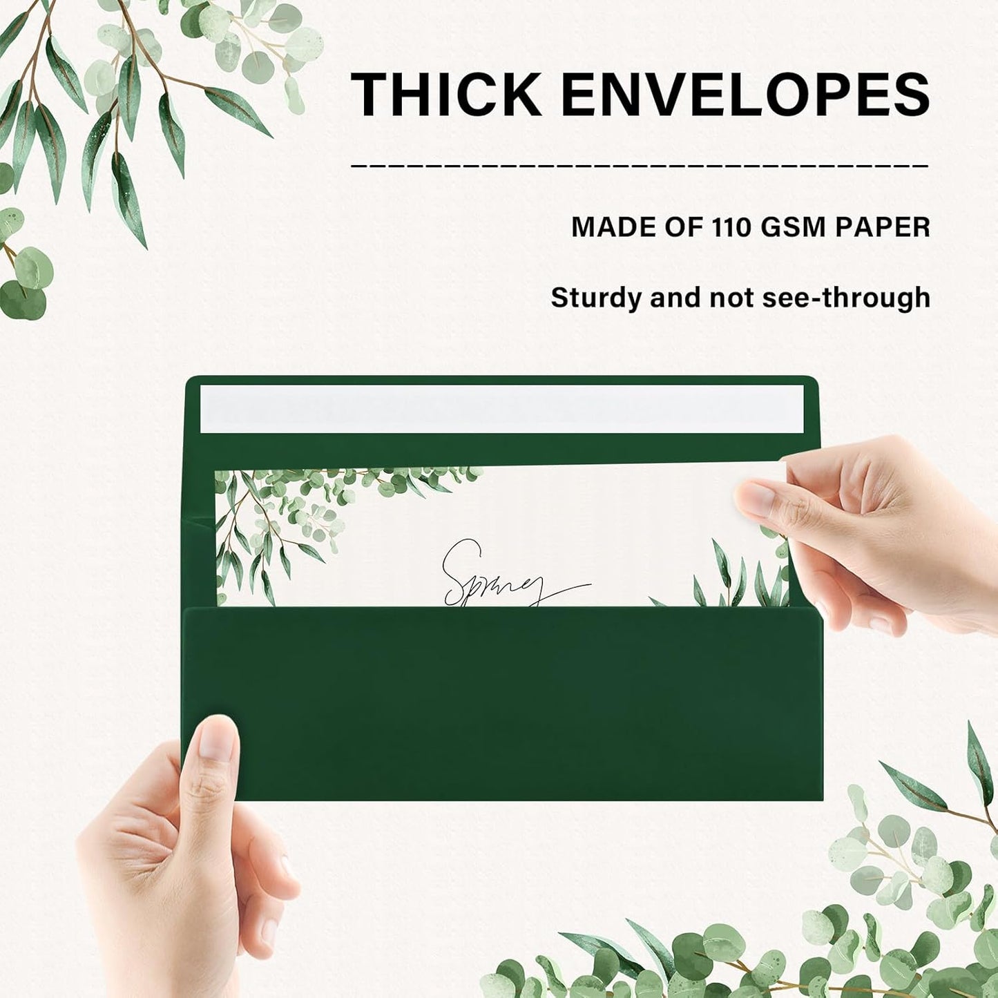 200 Pack #10 Business Envelopes, Self Seal Standard Christmas Dark Green Envelopes for Secure Business & Legal Mailing, Office, Checks, Letter, Invoices, 4 1/8 x 9 1/2 Inches
