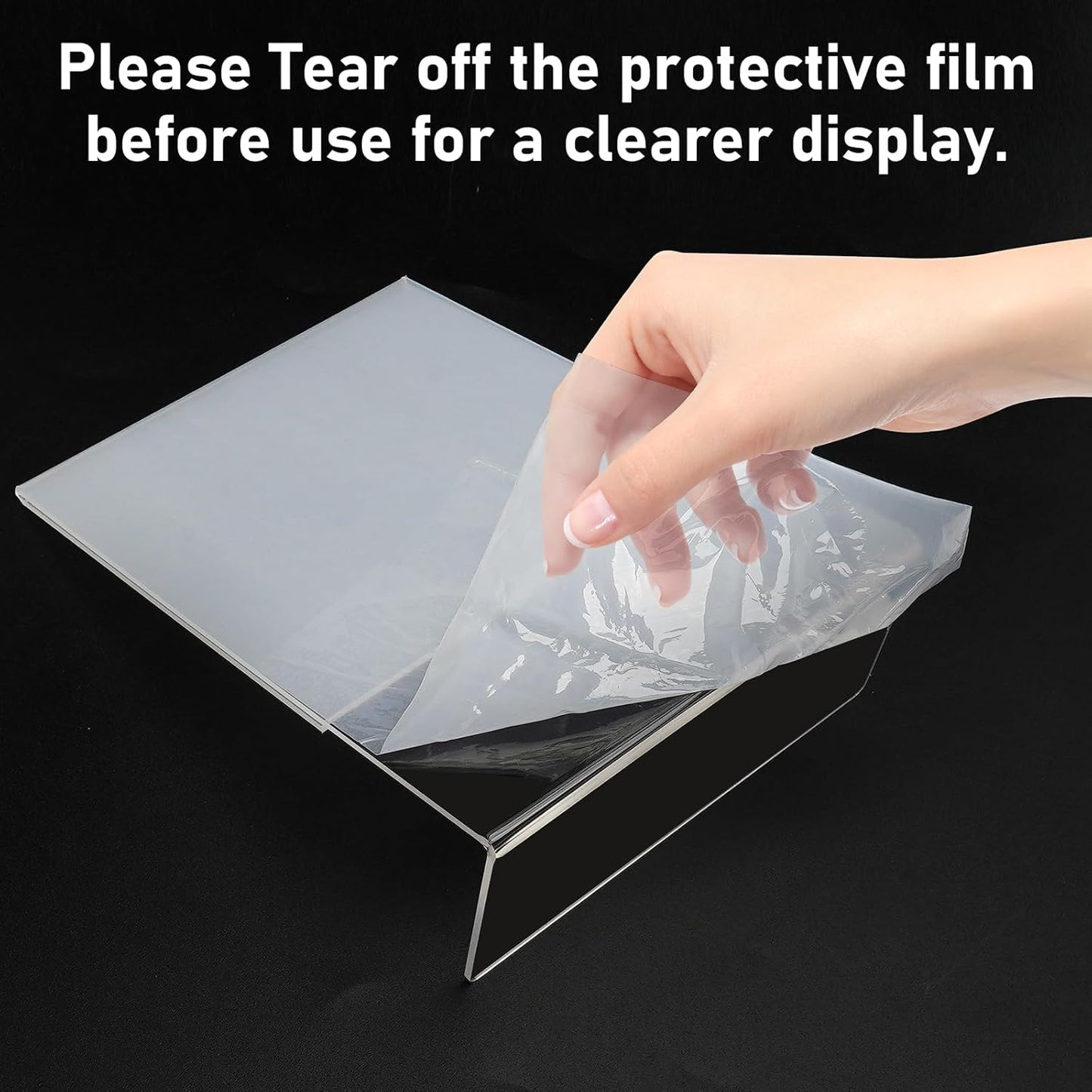 Acrylic Sign Holder 4x6 Inches, 16 Pack Clear Plastic Table Flyer Display Stand, L-Shape Vertical Menu Paper Holder Stand, Clear Picture Photo Flyer Display Stand for Restaurants, Store Fair,Office