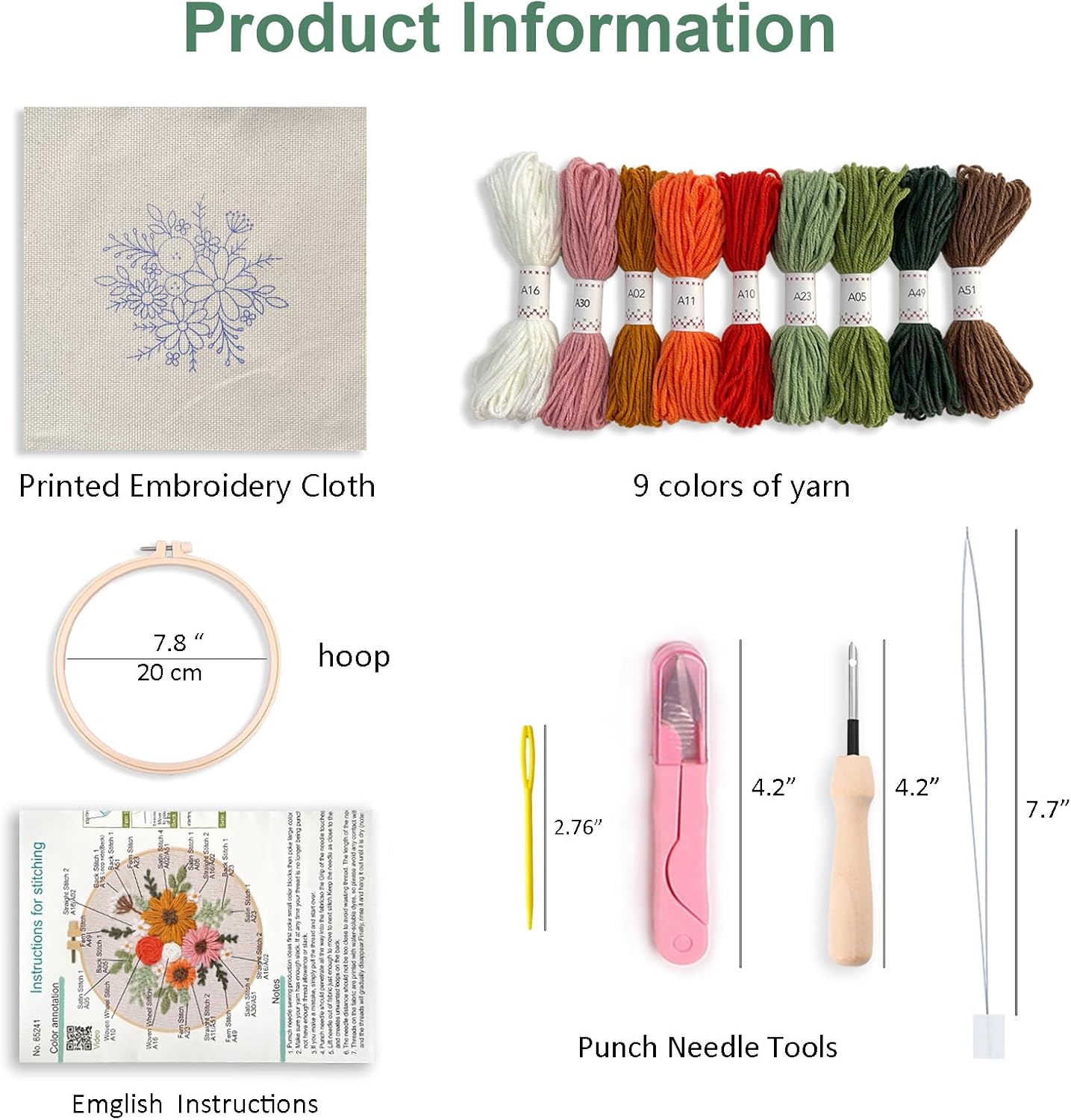 Myfelicity Punch Needle Kit, Punch Needle Kits Adults Beginner, Craft Decoration and Hobbies (Mixed Bouquet)
