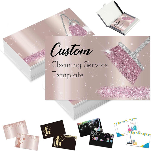 Custom Business Cards Personalized Business Cards with Photo for Small Business Customized with Logo Text 1000 500 200 100 Double Sided Printable Waterproof Business Cards-3.5" x 2"Cleaning Template