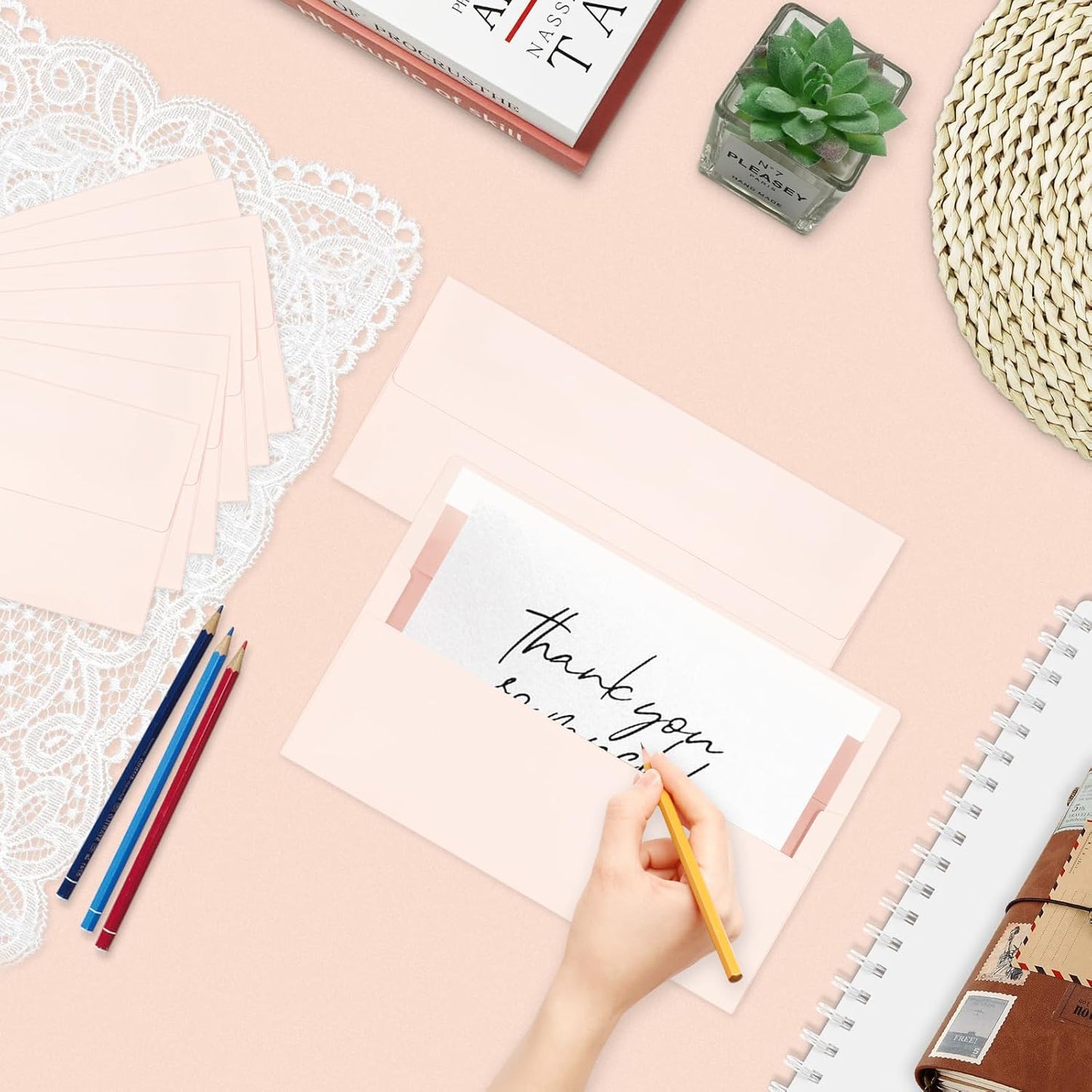 100 Pack #10 Blush Pink Business Envelopes with Metallic Rose Gold Foil Lining, Standard Letter Size Mailing Envelopes Self Seal for Checks Invoices Party Birthday Wedding, 4 1/8 x 9 1/2 Inch