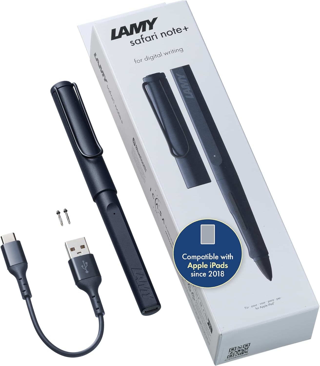 LAMY Safari Note+ Steel Black iPad Pen - Stylus Pen with Palm Rejection, tilt Sensitivity & Ergonomic Grip - Compatible with Various iPad Models & Generations - up to 10 Hours Battery Life