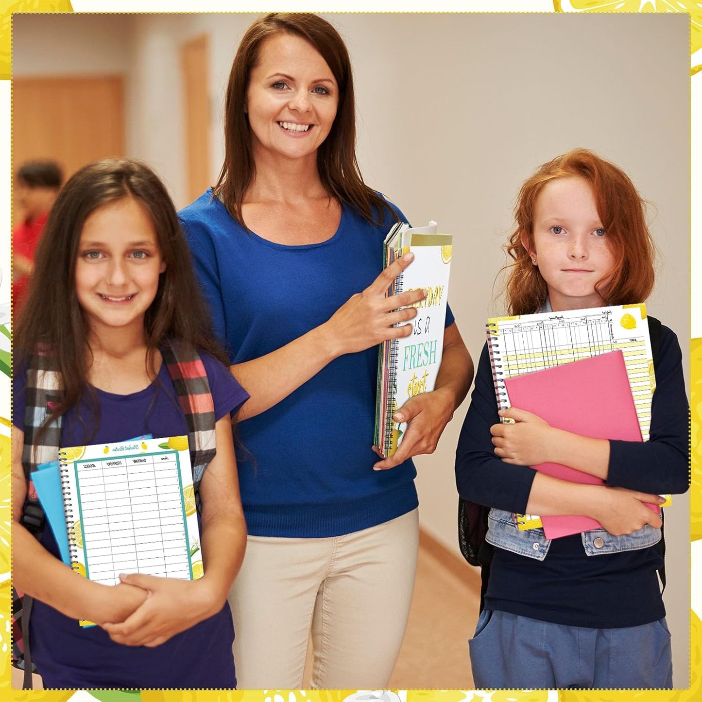 Faccito 8.3'' x 11'' Teacher Record Book 2025 Grade Book Undated Attendance Register Class Student Roster Monthly Reminder Grading Chart Gift for Elementary Classroom School Office(Lemon Style)