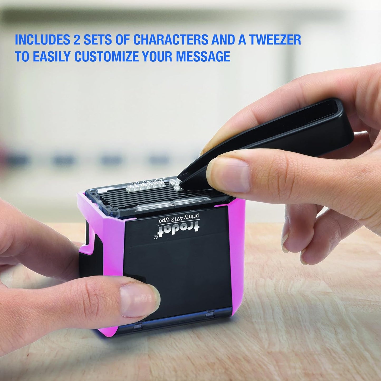 Trodat Printy 4912 Self Inking Do it Yourself (DIY) 4 line Personalized Custom Message or Address Stamp kit with Black Ink, Impression Size: 3/4” x 1-7/8” inch (Pink)