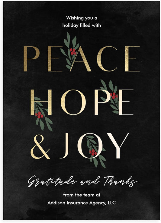 Let's Make Memories Personalized Business Christmas Cards with Envelopes - Premium Quality - 5x7-2025 Holiday Cards & White Envelopes - Peace, Hope & Joy - 75 ct