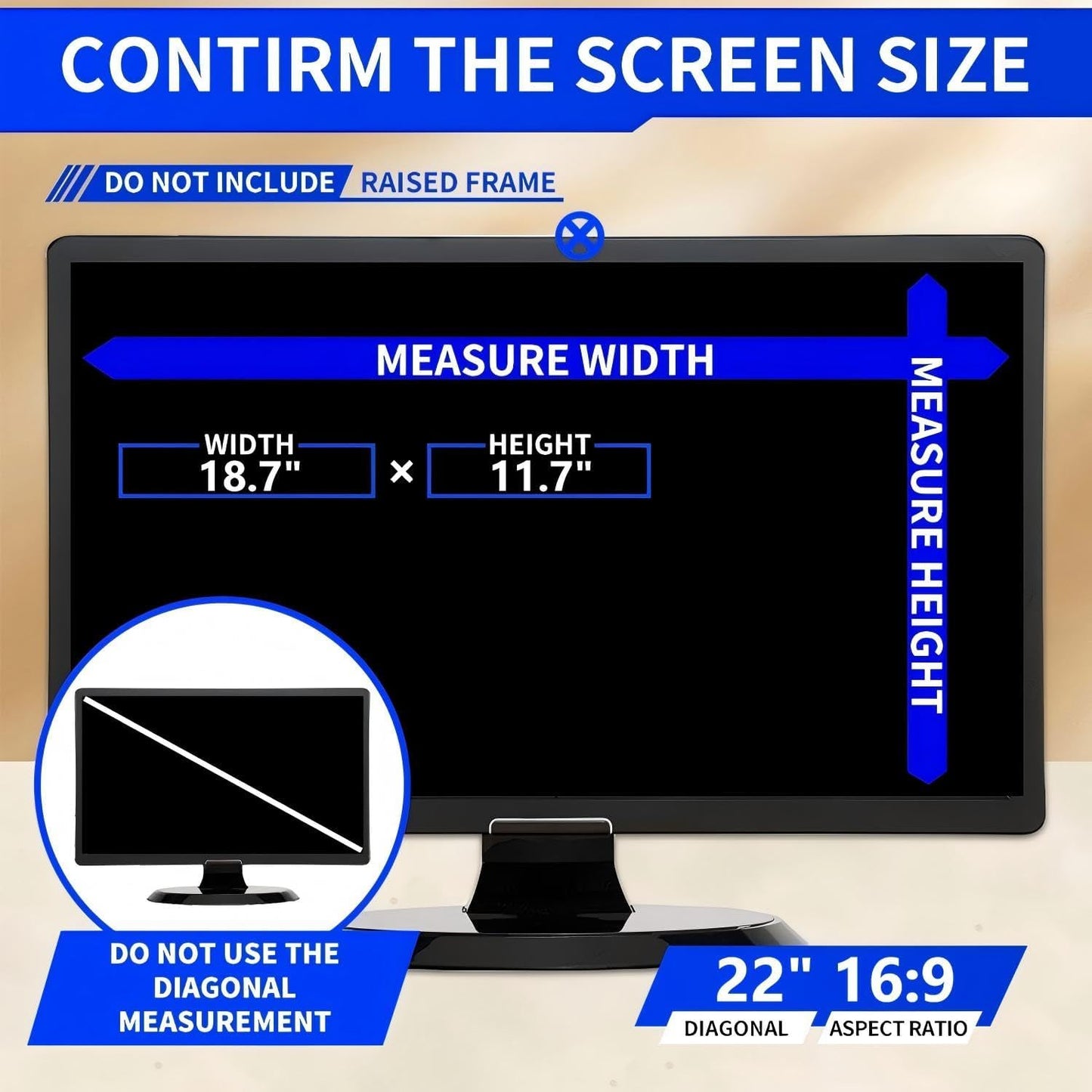 22 Inch 16:9 Computer Privacy Screen Filter for Monitor - Privacy Shield and Anti-Glare Protector