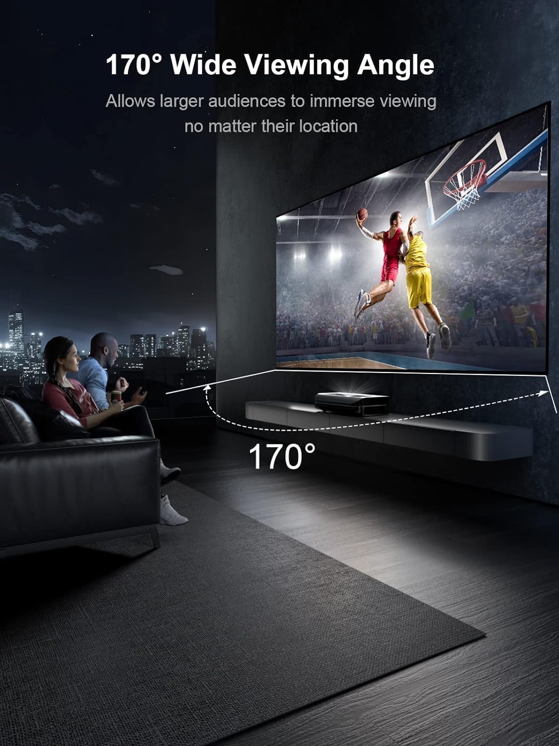 AWOL VISION 120" Fixed Frame Projector Screen, 1.3 dB Peak Gain, The Perfect Combo with LTV-2500, 80% Picture Quality Improved, 4K / 8K Ultra HD, Active 3D Wall Mount Projector Screen, MW-120