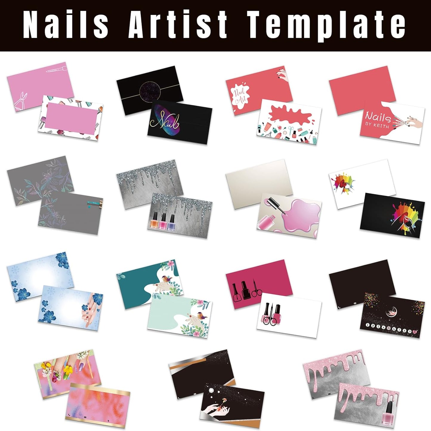 Custom Business Cards Personalized Business Cards with Photo for Small Business Customized with Logo Text 1000 500 200 100 Double Sided Printable Waterproof Business Cards-3.5" x 2",Nails Template