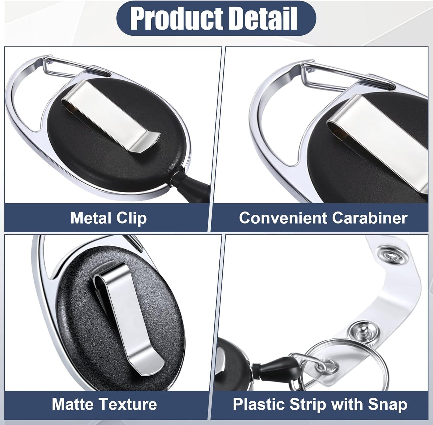 Laumoi 200 Retractable ID Badge Holder Badge Reel with Belt Clip and Key Ring, Name ID Badge Clips Keychain for Office Worker Doctor Nurse Employee (Black)