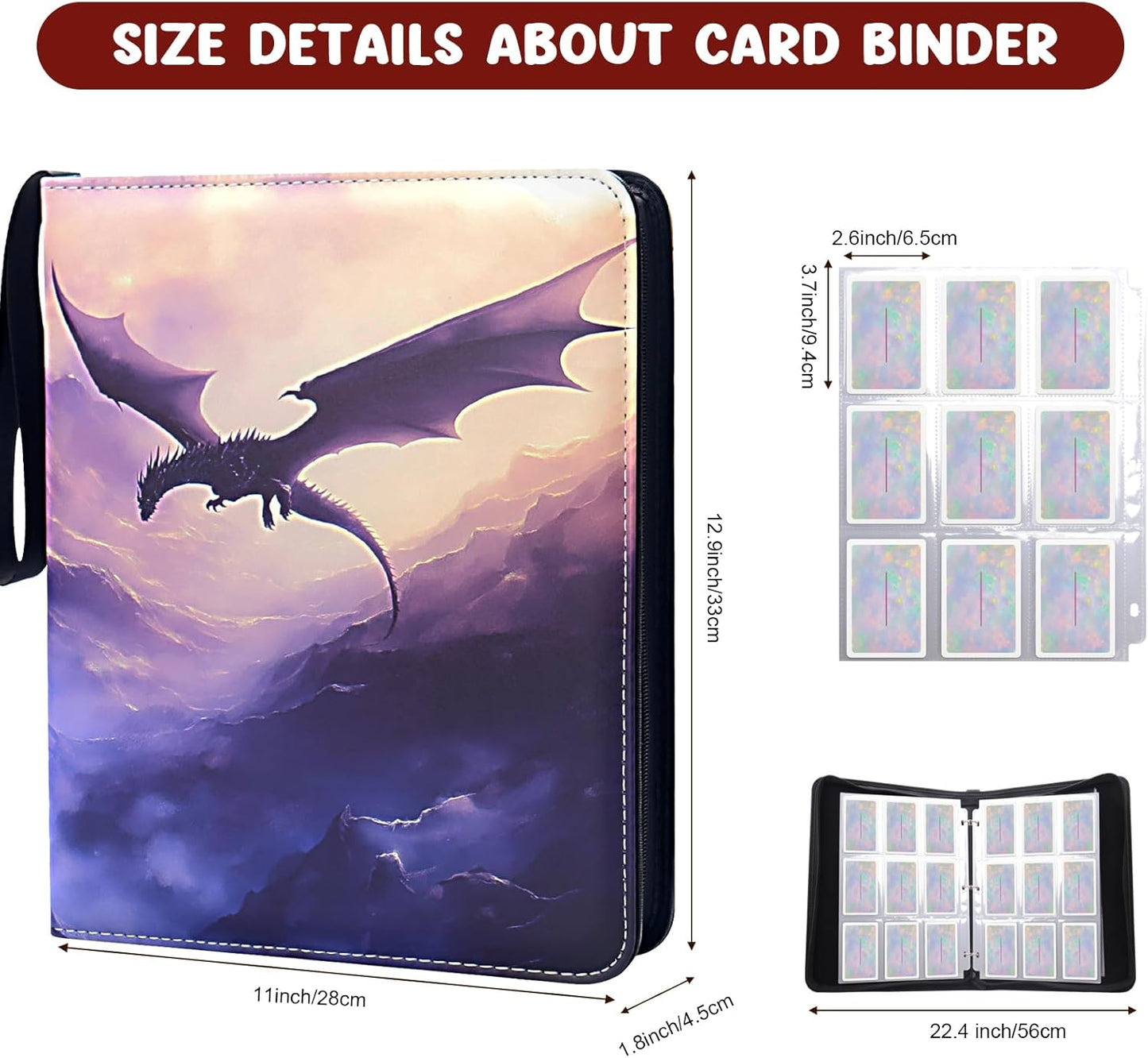 Card Binder 9 Pocket, Othran Trading Card Binder 900 Pockets Card Collection Binder with 50 Removable Sleeves for Trading/Sports/Game Cards