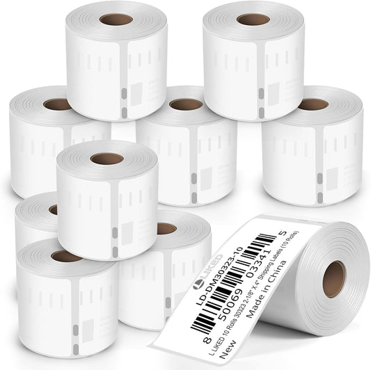 L LIKED 10 Rolls Compatible DYMO 30323 2-1/8" x4" Thermal Shipping & Name Tag Labels, Compatible with Rollo, Zebra, Jadens, Nelko, Munbyn, Phomemo Desktop Printers (2200 Labels)