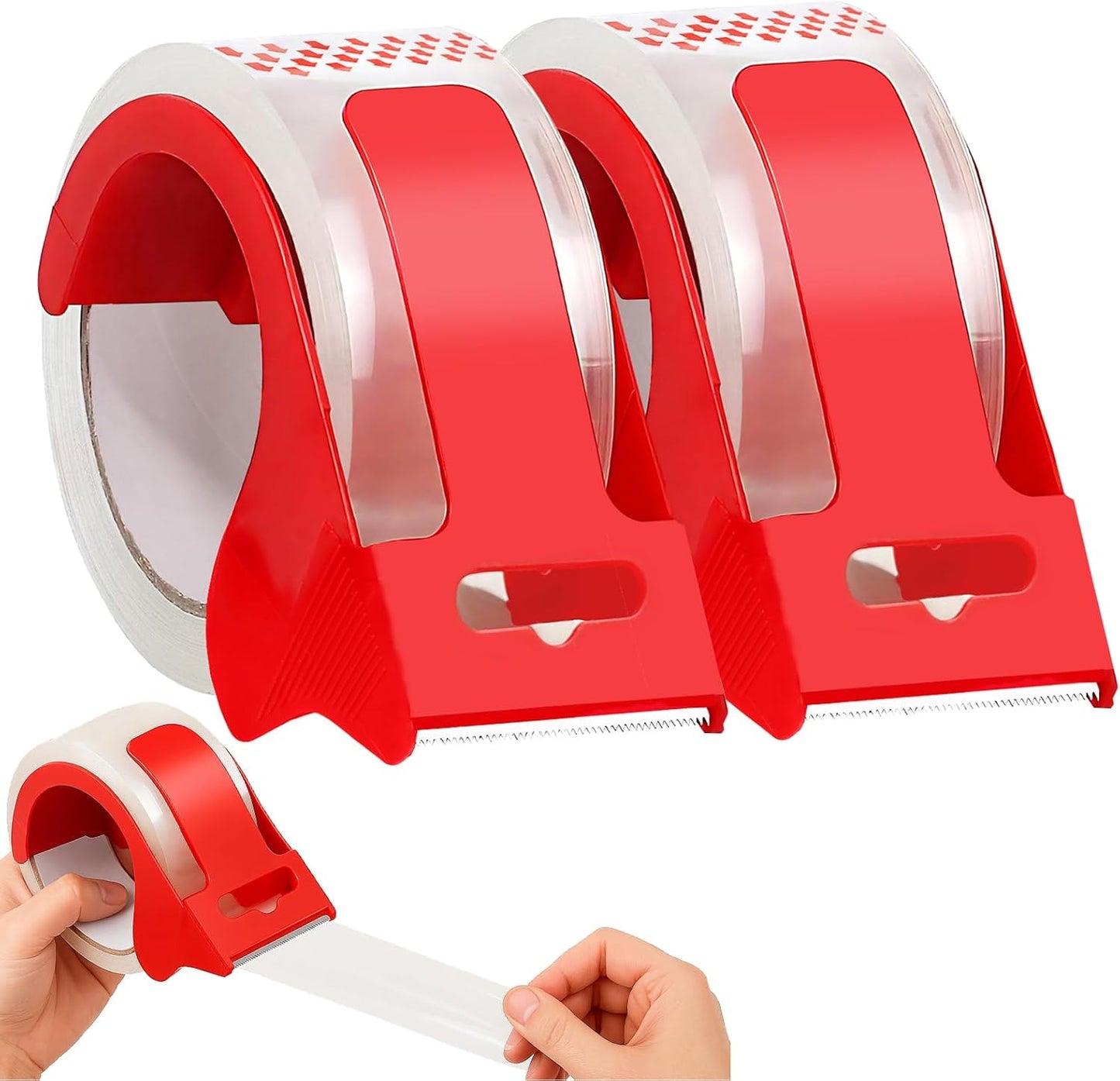 Heavy Duty Packing Tape,2 Rolls Clear Packaging Tape with 2 refillable Dispenser, 1.88 Inches x 55 Yards, Designed for Shipping Tape for Moving, Shipping and Packing