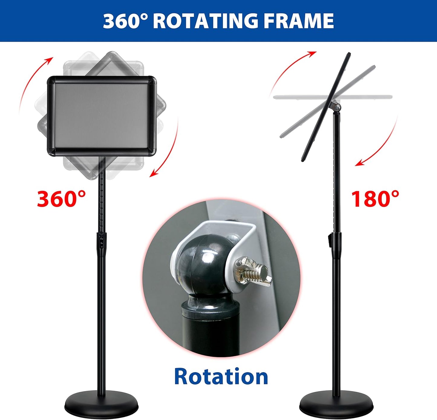 4 Packs 8.5x11 Inch Sign Stand - Adjustable Floor Standing Sign Holder, Pedestal Poster Stand for Vertical & Horizontal Display, Outdoor & Indoor Use for Business & Store Signage - Black
