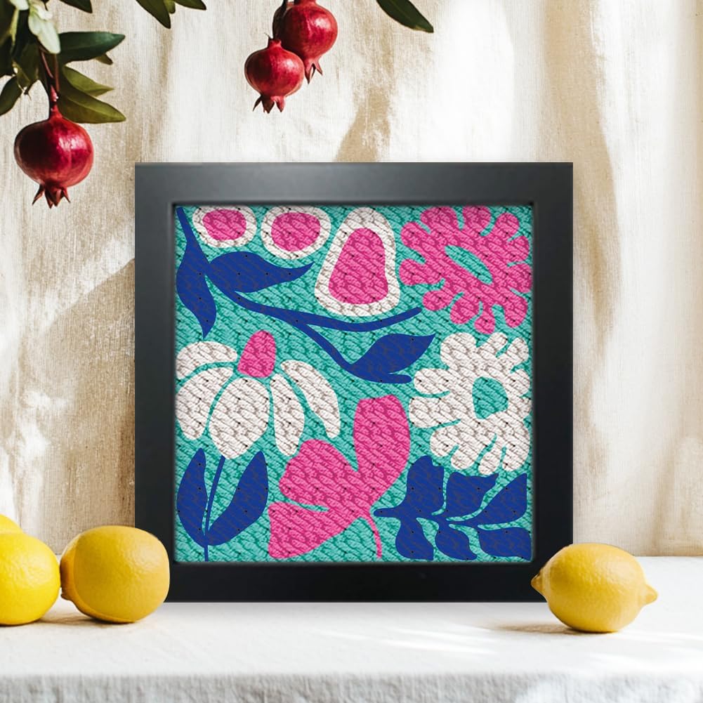 BEUNITONE Boho Style Punch Needle Kits for Beginners with Instruction Embroidery Punch Needle Starter Sets for Art and Crafts 9.84 x 9.84 inches Cross Stitching Kits for DIY Craft Home Decor