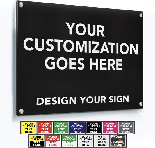 Custom Outdoor Metal Sign - Personalized Aluminum Safety and Business Signs, Waterproof (Black Background, White Aluminum, 36x24 In)