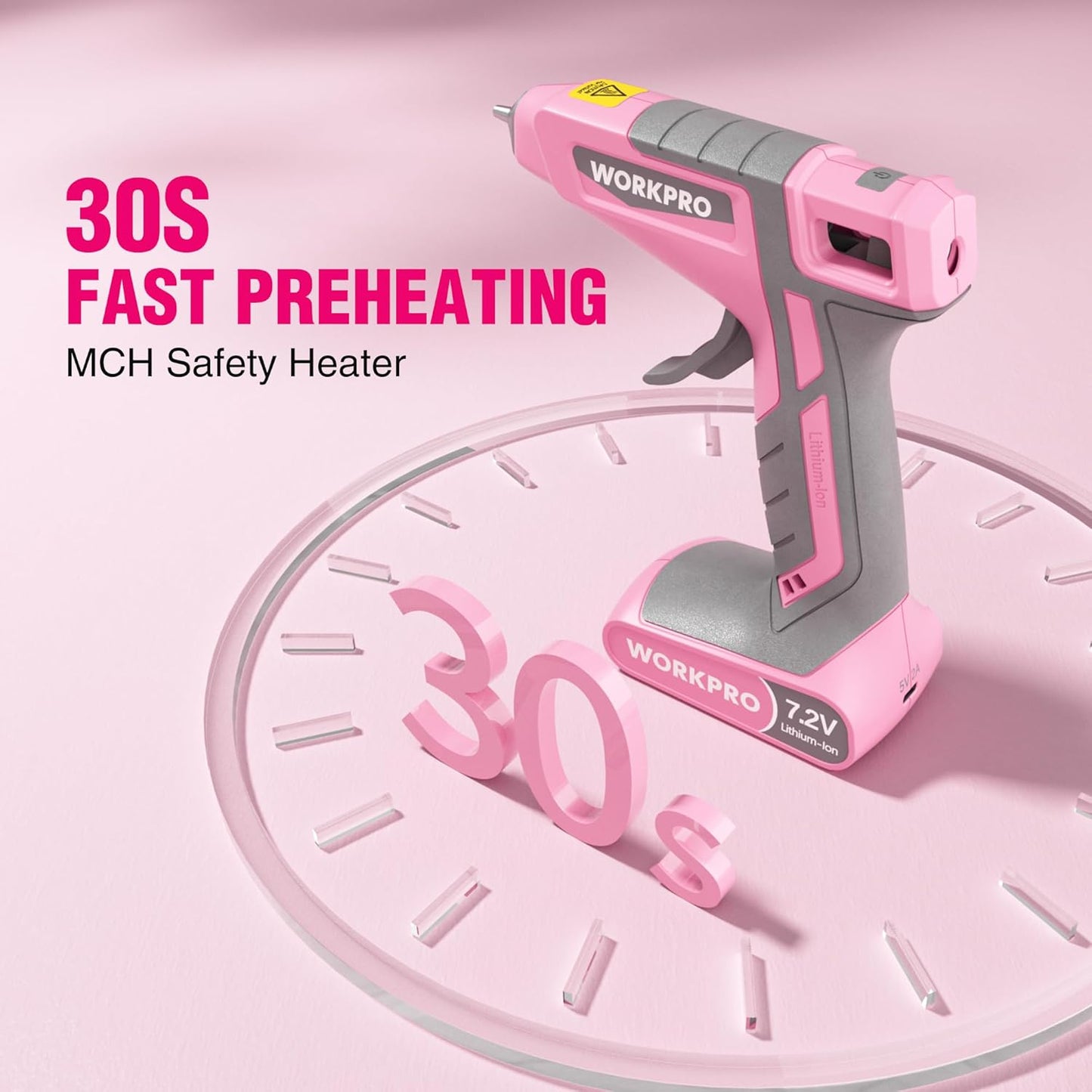 WORKPRO Cordless Hot Glue Gun, 30s Fast Preheating, 7.2V Dual-Temp Glue Gun Kit with 50pcs Glue Gun Sticks, Storage Bag, USB-C Charging Cord, 2600mAh Battery for DIY and Crafting