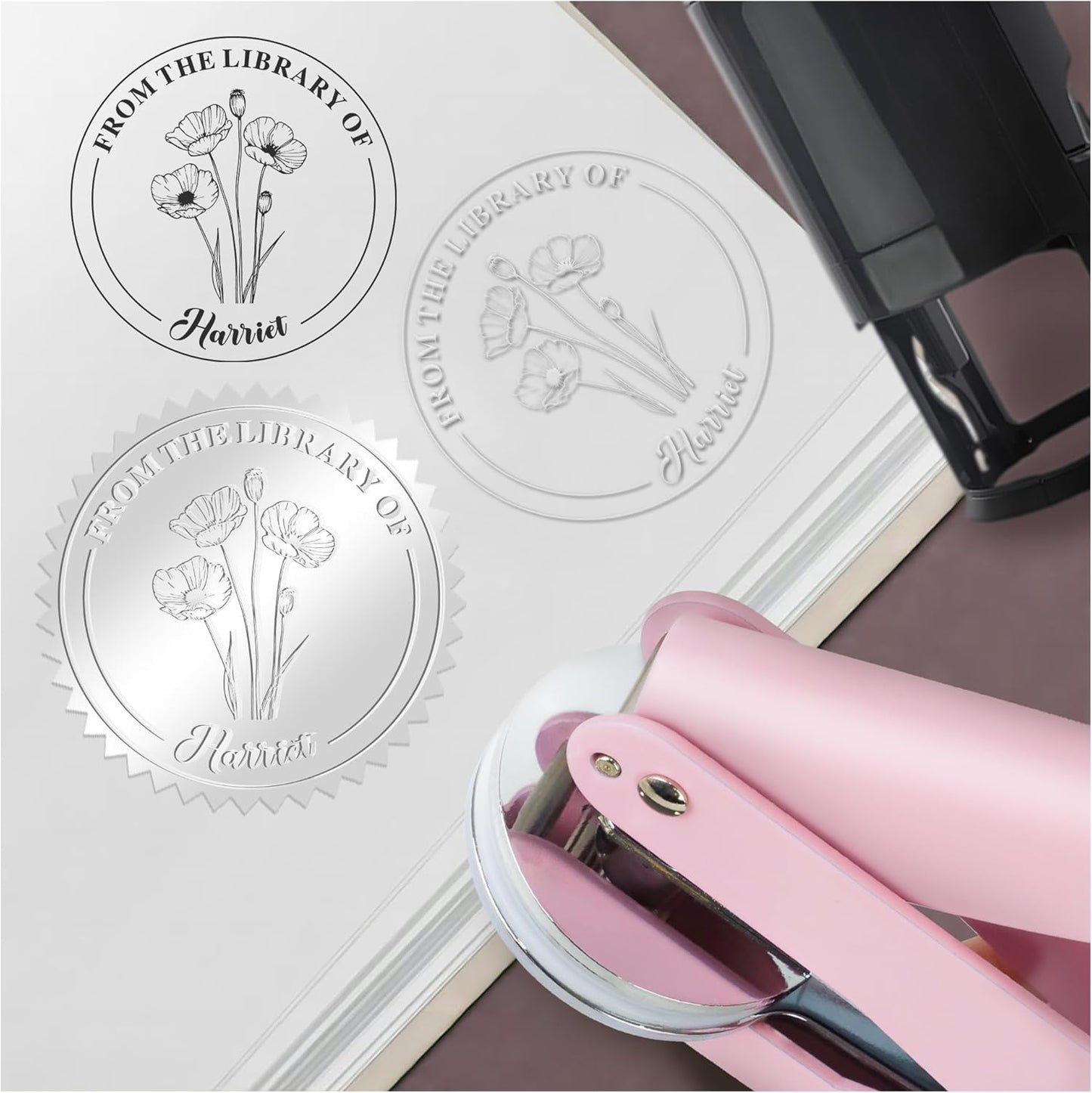 from The Library of Embossers & Stamps Custom Color Self-Inking Stamp with Your Name or Design Great for Personalizing Books, Text Books and Journals (15)