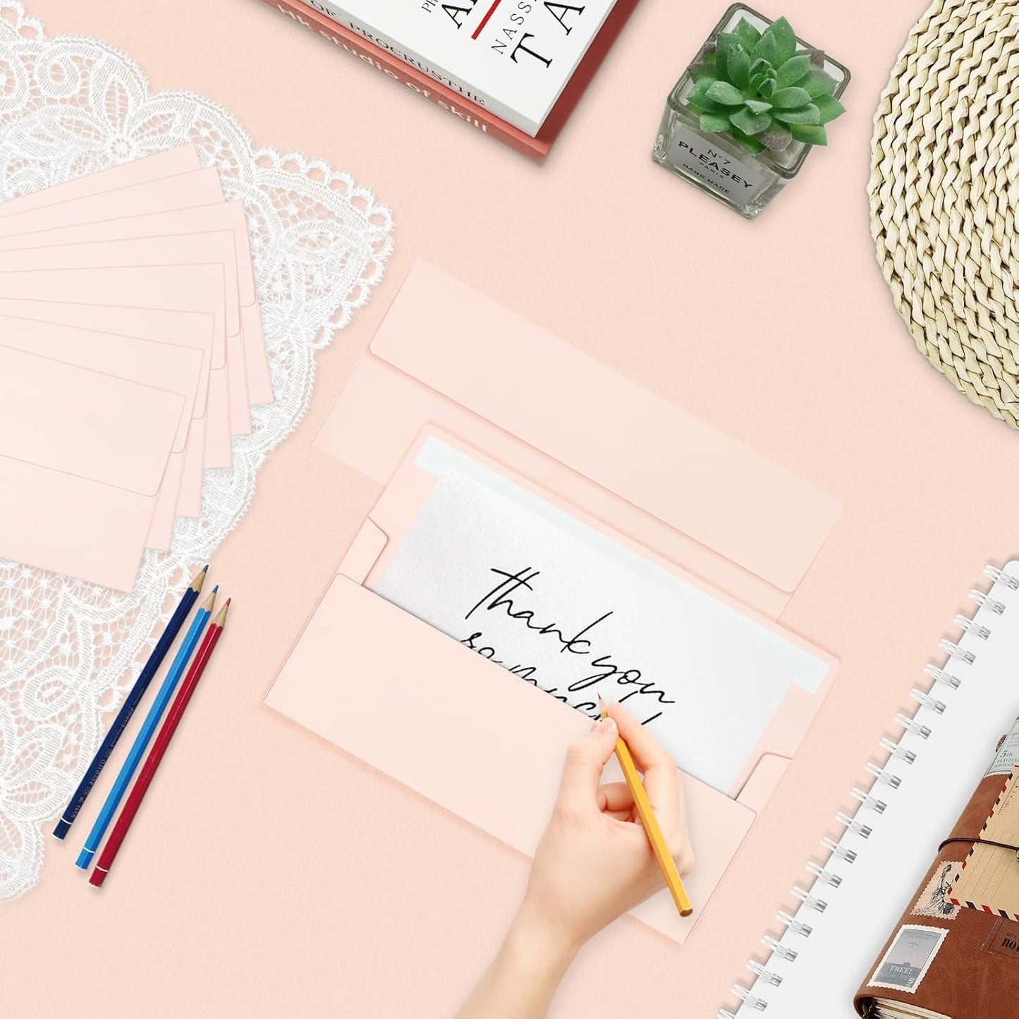 50 Pack #10 Business Envelopes, Blush Pink Standard Envelopes Self Seal, Letter Size Business Mailing Envelopes for Checks Invoices Statements Birthday Graduation Wedding, 4 1/8 x 9 1/2 Inch