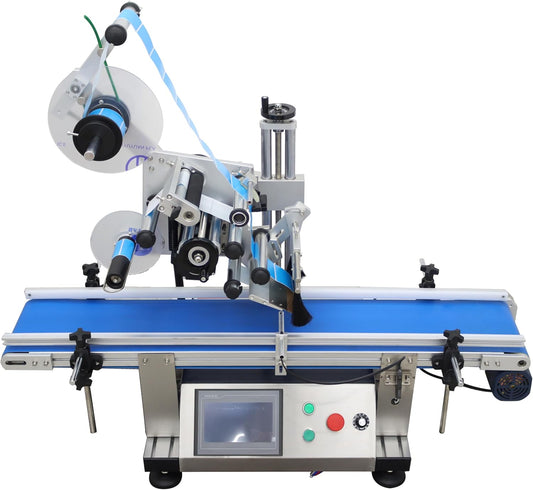 TECHTONGDA Automatic Flat Labeling Machine with Conveyor Label Tape Label Dispenser Width 1.57-5.9inch Label Length 0.78-7.08inch