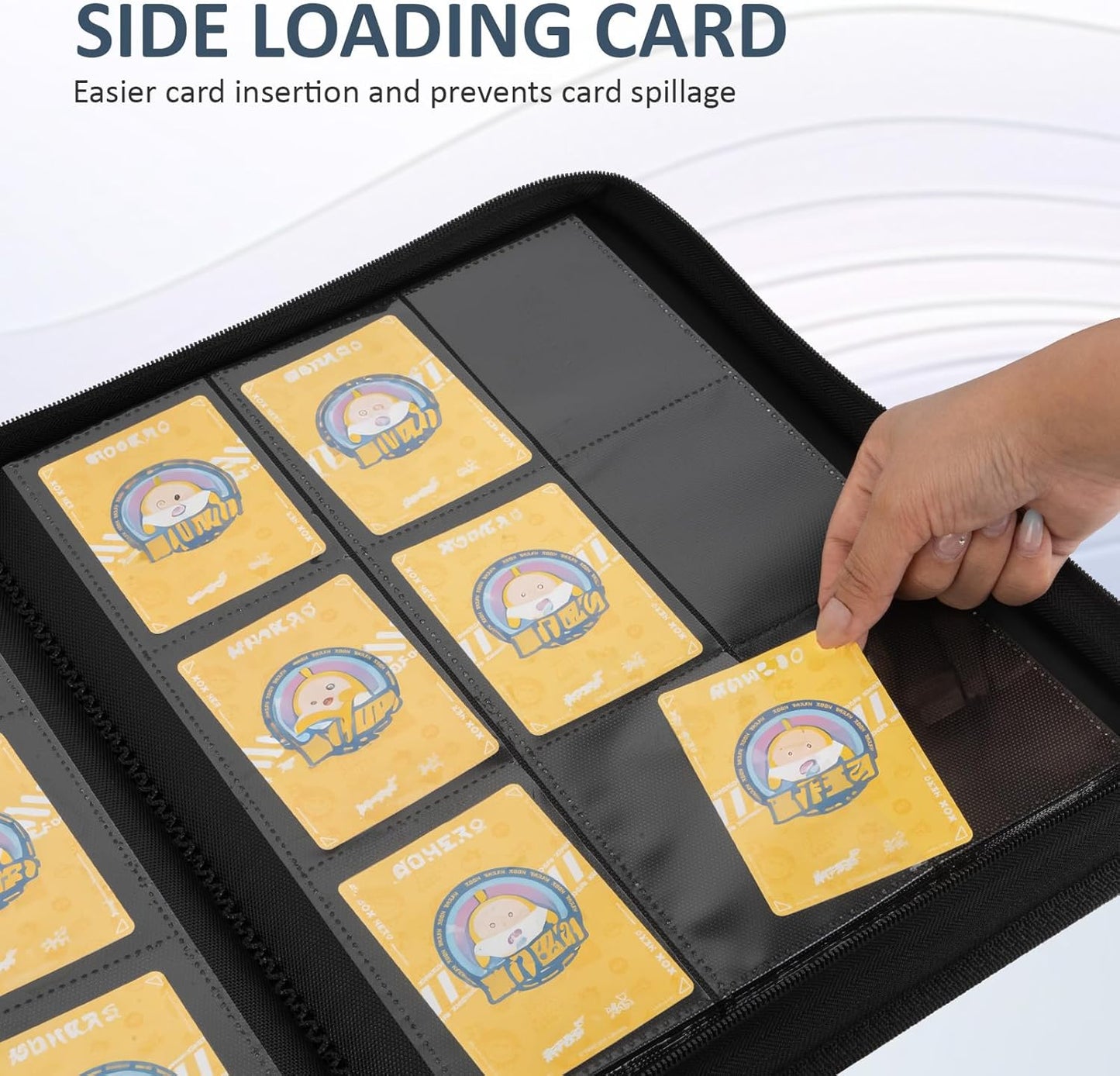 Trading Card Binder 9 Pocket with Zipper, Fvxldcz PU Cover Card Collection Binder 540 Cards Sleek Side-Loading Card Album, Sturdy Card Collection Folder for TCG, MTG, Yugioh, Sport Cards