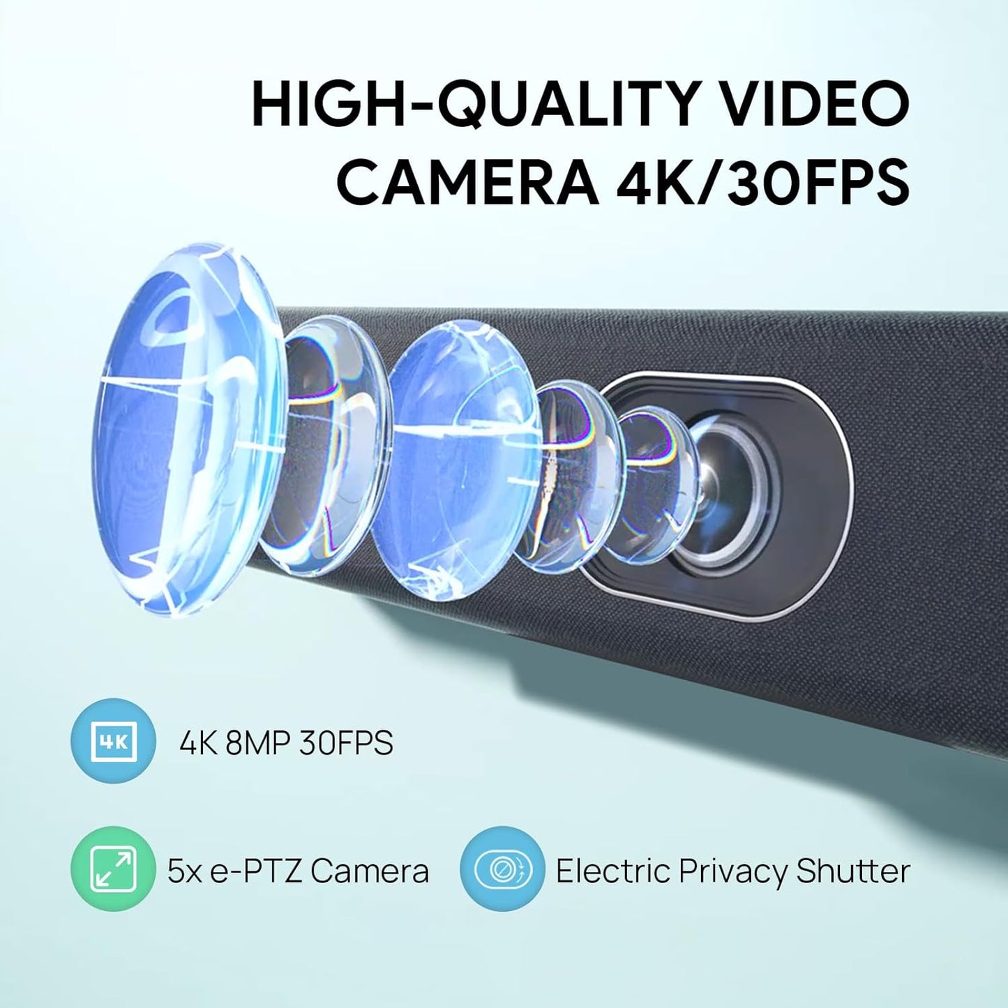 Yealink UVC40 E2 4K 30FPS USB Video Conference Camera, Teams Zoom Certified,120° Wide Angle Webcam with 8 Microphones and Speakers, Audio and Video Conferencing System for Small and Huddle Rooms USB-A