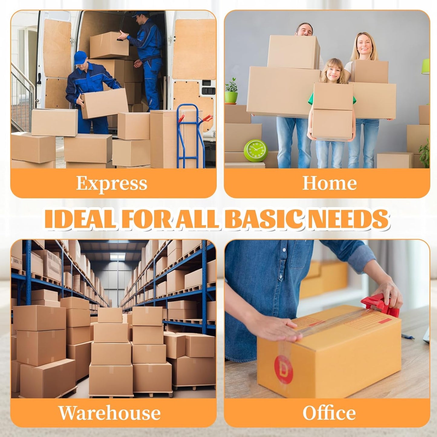 Heavy Duty Packing Tape,2 Rolls Clear Packaging Tape with 2 refillable Dispenser, 1.88 Inches x 55 Yards, Designed for Shipping Tape for Moving, Shipping and Packing