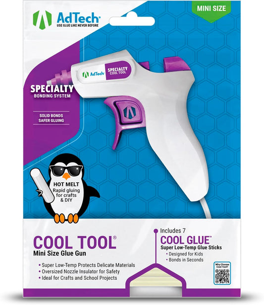 AdTech Cool Tool Kit with Low-Temp Glue Gun, White - Kid-Friendly, Safe for Crafting & Projects, Lightweight & Portable for Group Events
