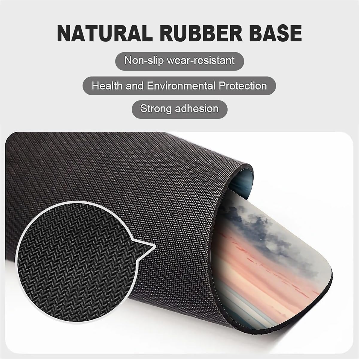 Beach Sunset Mouse Pad,Cute Mouse pad,Custom Small Mouse Pads with Designs,Portable Office Non-Slip Rubber Base Wireless Waves Mouse Pad for Laptop