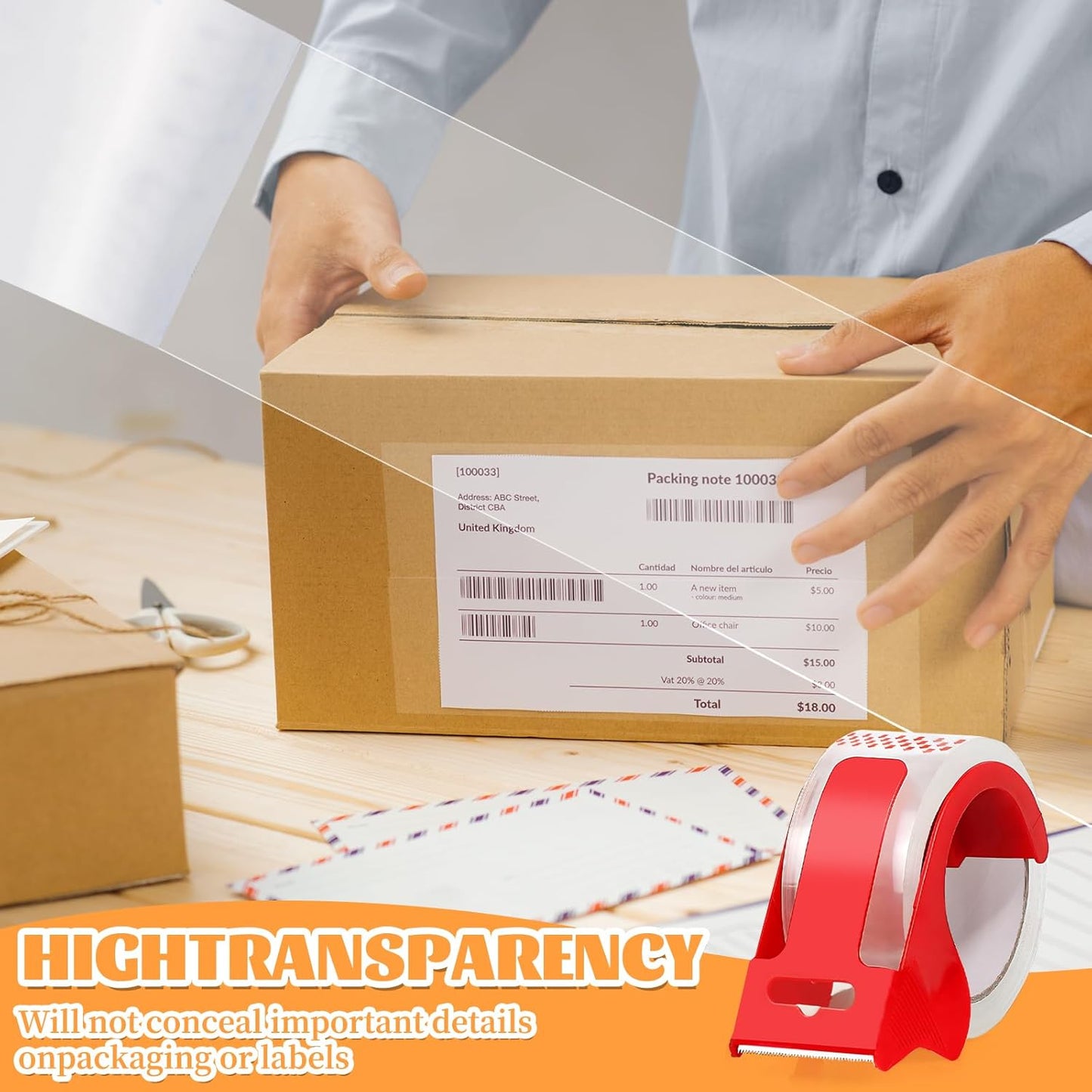 Heavy Duty Packing Tape,2 Rolls Clear Packaging Tape with 2 refillable Dispenser, 1.88 Inches x 55 Yards, Designed for Shipping Tape for Moving, Shipping and Packing