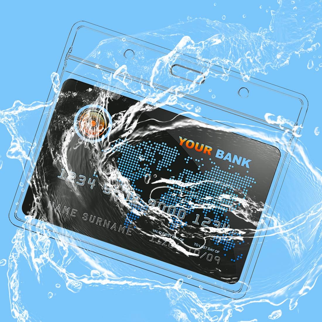 Lanyard with ID Holder 50 Pcs Waterproof Name Tag Badge ID Card Holders ID Pass Holder and 50 Pcs Flat Neck Lanyards Swivel Hook (Purple, Horizontal)